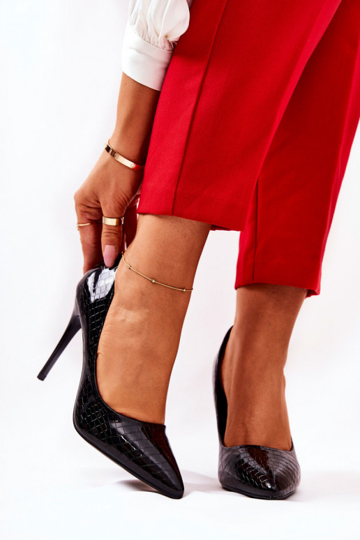 aukštakulniai bateliai gyvatės raštais juodos spalvos Tissoria