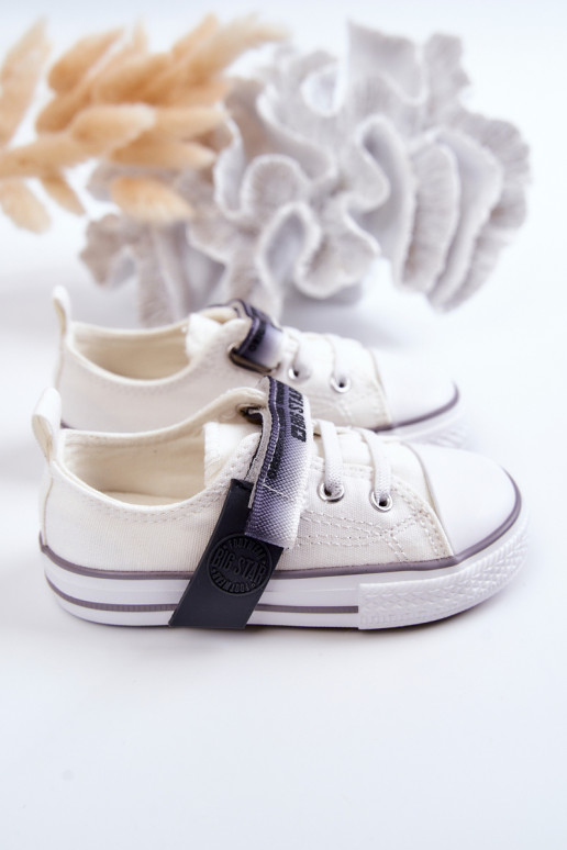 Vaikiški lygiapadžiai sportbačiai BIG STAR JJ374075 baltos spalvos