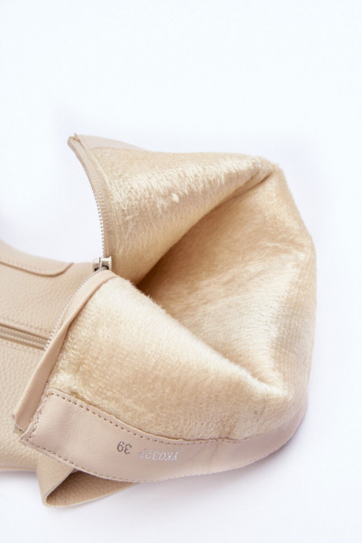 ilgaauliai batai su auliuku Blauzdos vidurys dramblio kaulo spalvos Lizames