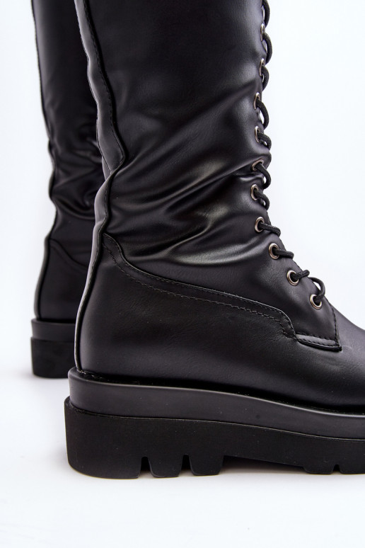 pašiltinti ilgaauliai batai kerziniai batai Moteriškas Prieš Kelį juodos spalvos Lliclies