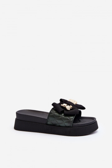 Moteriškas Šlepetės su kaspinais i Meškiukaim juodos spalvos Katterina