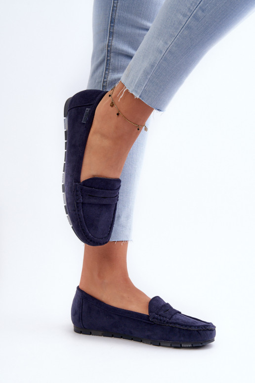 moteriški mokasinai iš eko zomšosoĮe Big Star NN274931 Memory Foam System tamsiai mėlynos spalvos