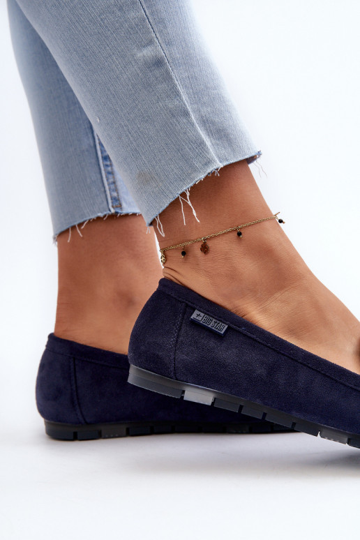 moteriški mokasinai iš eko zomšosoĮe Big Star NN274931 Memory Foam System tamsiai mėlynos spalvos