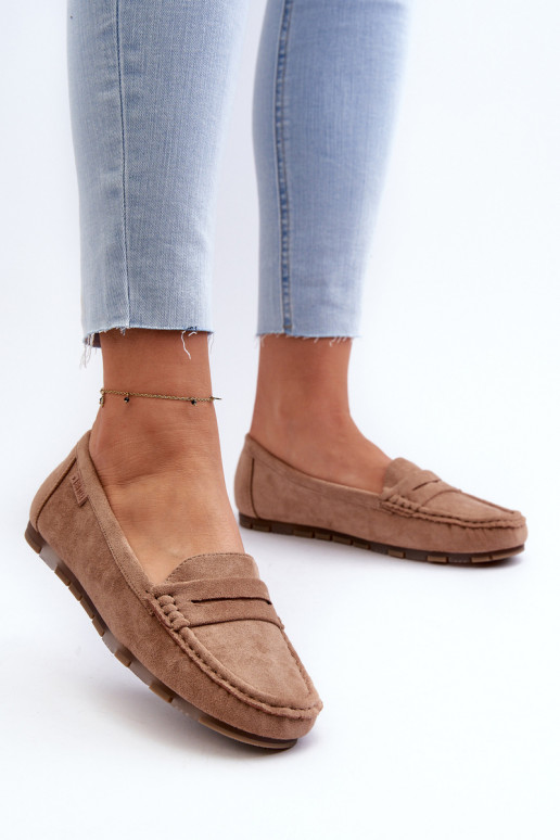 moteriški mokasinai iš eko zomšosoĮe Big Star NN274930 Memory Foam System smėlio spalvos