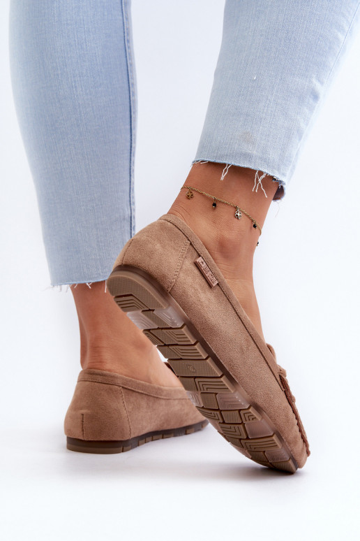 moteriški mokasinai iš eko zomšosoĮe Big Star NN274930 Memory Foam System smėlio spalvos