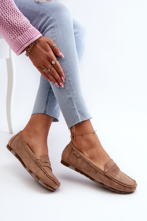 moteriški mokasinai iš eko zomšosoĮe Big Star NN274930 Memory Foam System smėlio spalvos