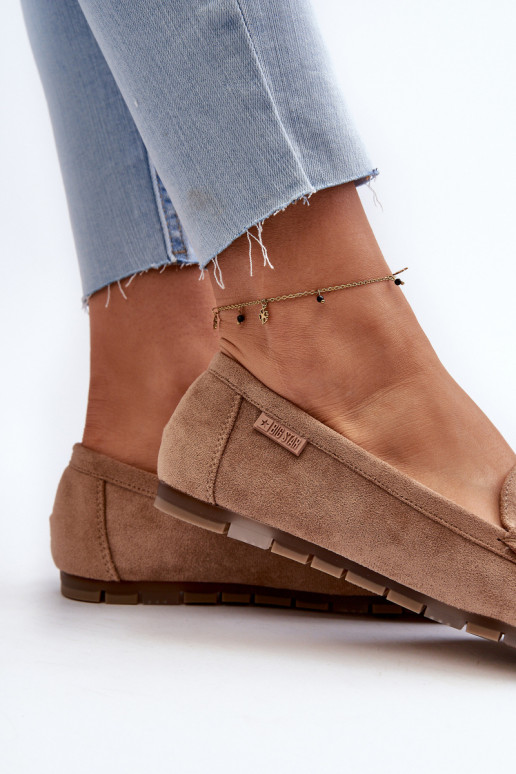 moteriški mokasinai iš eko zomšosoĮe Big Star NN274930 Memory Foam System smėlio spalvos