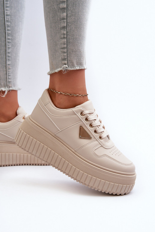 Sneakers modelio batai Moteriškas iš eko odos su platforma dramblio kaulo spalvos Chrisstin