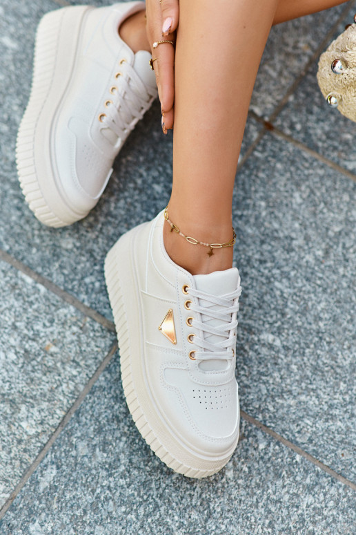 Sneakers modelio batai Moteriškas iš eko odos su platforma dramblio kaulo spalvos Chrisstin