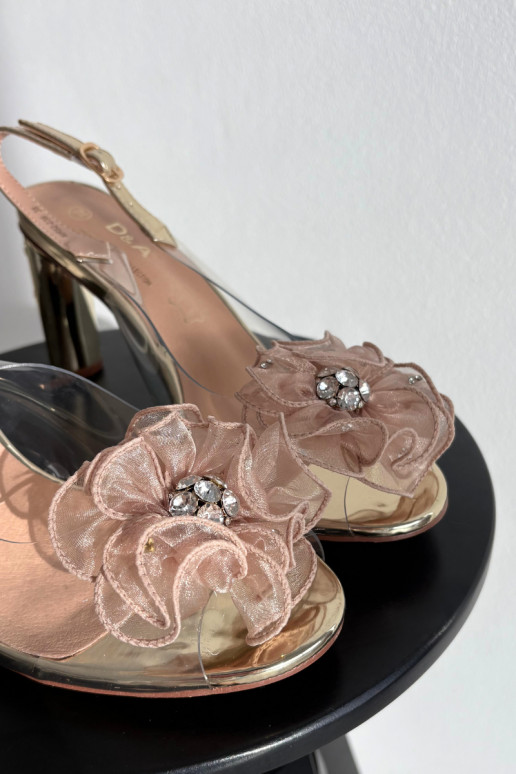 basutės su kulniukais su ornamentais I Kryształkami D&A MR52-236 aukso spalvos