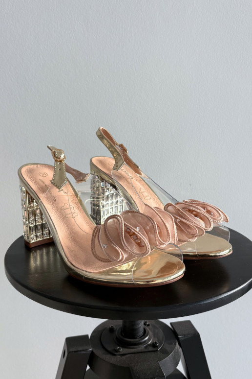 basutės su kulniukais su spindinčiomis akutėmis D&A MR52-237 aukso spalvos