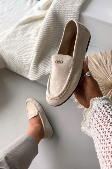 moteriški mokasinaisuTai turižam aukso spalvosm Detalem smėlio spalvos Sarivelle 2