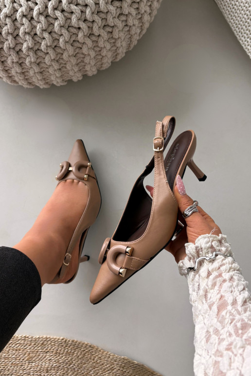 Moteriškos basutės su plonais kulniukais Su puošniais Detalem rudos spalvos Brienne