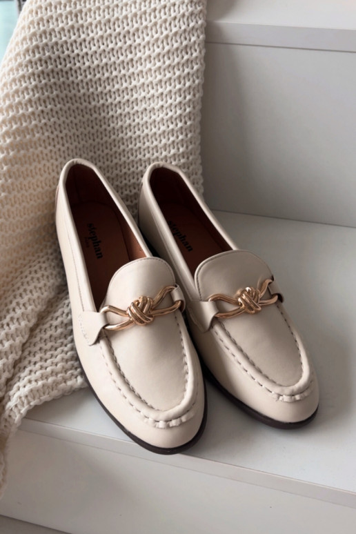 Mokasinai Moteriškas Su puošniais Detalem dramblio kaulo spalvos Rosynne