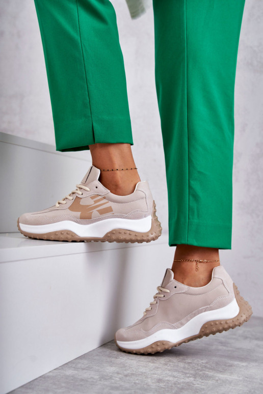 Moteriškas sportiniai bateliai su dirželiais smėlio spalvos Tolea