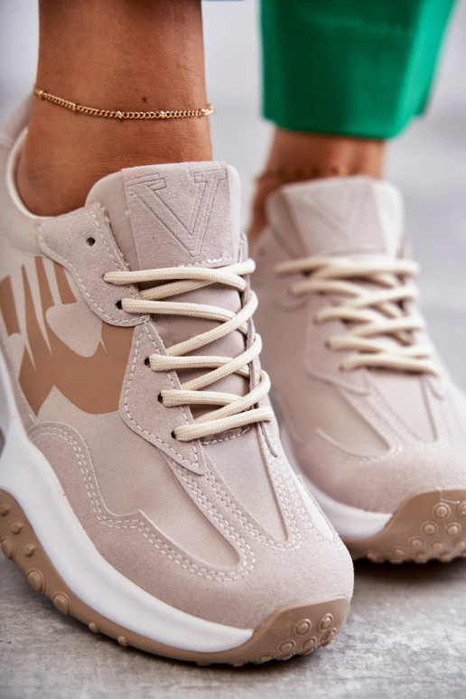 Moteriškas sportiniai bateliai su dirželiais smėlio spalvos Tolea