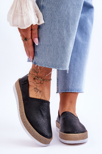 Odinės espadrilės Mokasinai Big Star LL276002 juodos spalvos