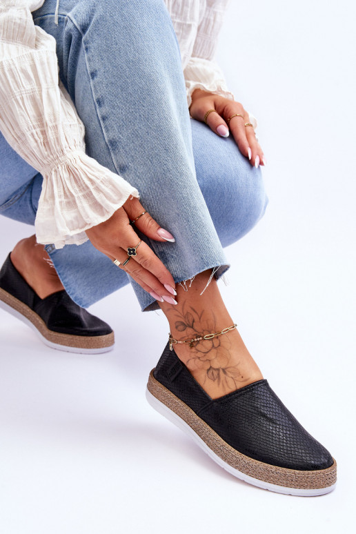 Odinės espadrilės Mokasinai Big Star LL276002 juodos spalvos