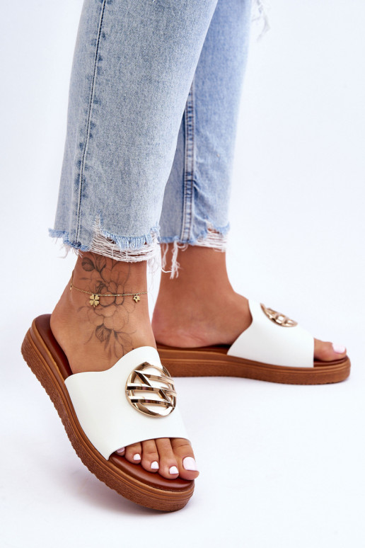 Moteriškas Šlepetės su ornamentais baltos spalvos Secrets