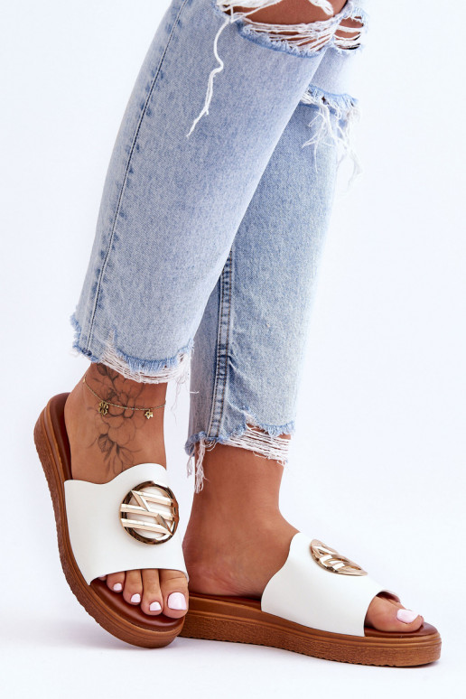 Moteriškas Šlepetės su ornamentais baltos spalvos Secrets