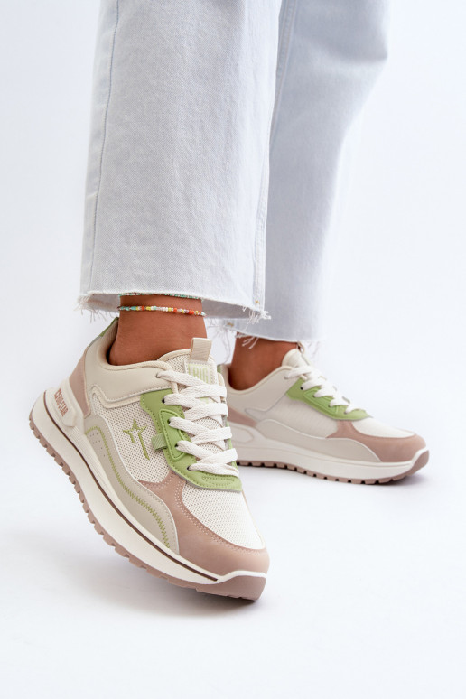Sneakers modelio batai Moteriškas Big Star NN274A091 smėlio spalvos-žalios spalvos