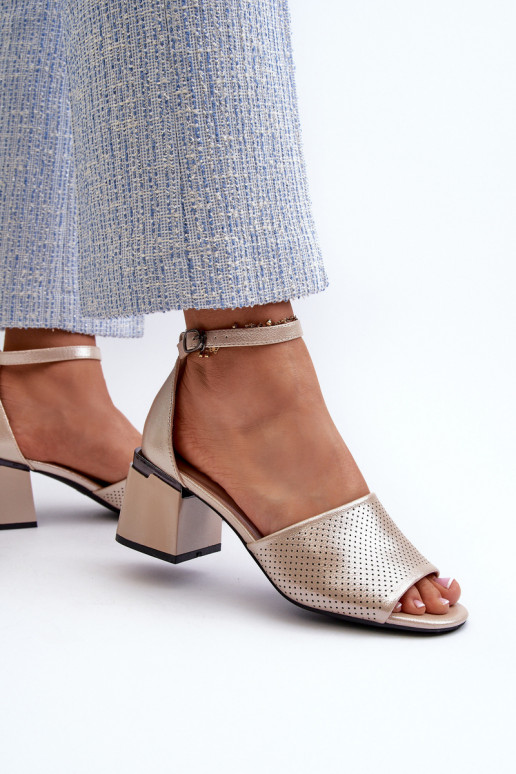 Moteriškos basutės su kulniukais iš eko odos aukso spalvos Horissa