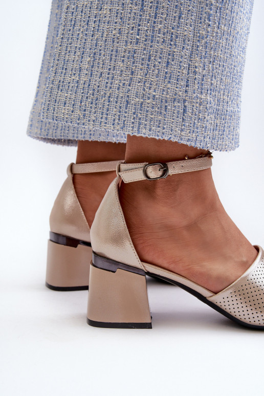 Moteriškos basutės su kulniukais iš eko odos aukso spalvos Horissa