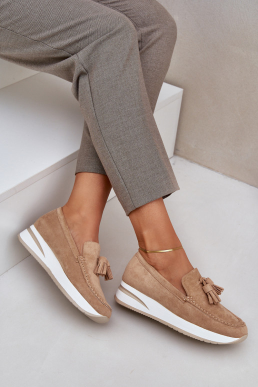 Mokasinai Įjungta Subtilusm Koturnie iš eko zomšosoĮe smėlio spalvos Challavia