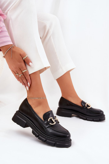 moteriški mokasinai Eko Oda Ze aukso spalvosm Detalem juodos spalvos Ravalissea