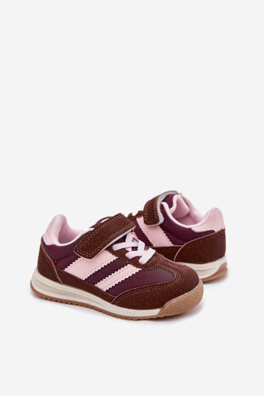 Vaikiški sportbačiai sportiniai bateliai su lipniais užsegimais rudos spalvos Viona