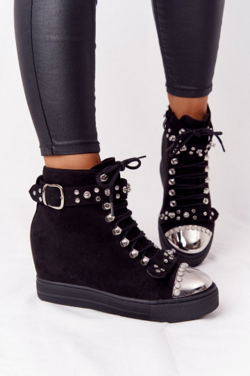 pašiltinti Aulinukai Ant platformos iš zomšos juodos spalvos Lu Boo 2