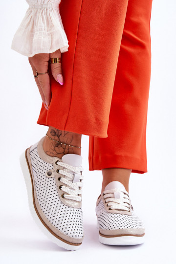 Tai turidingi Oda Ažūriniai batai Sportinio stiliaus Baltos-aukso spalvos Cantare