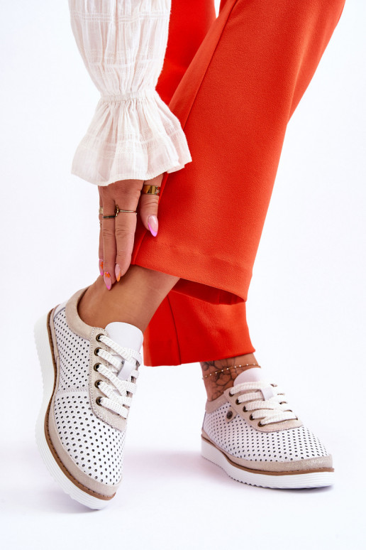 Tai turidingi Oda Ažūriniai batai Sportinio stiliaus Baltos-aukso spalvos Cantare