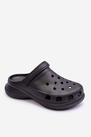 Crocs putplasčio šlepetės su madingais masyviais padais juodos spalvos Katniss