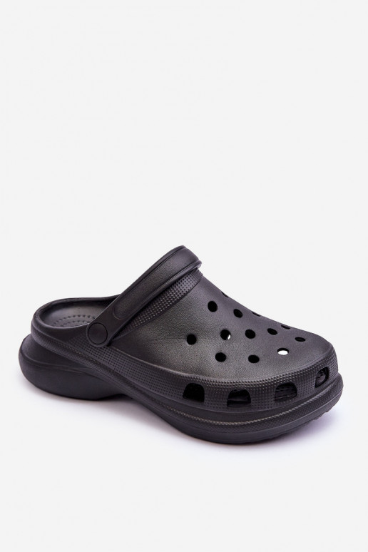 Crocs putplasčio šlepetės su madingais masyviais padais juodos spalvos Katniss