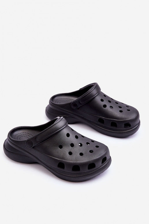 Crocs putplasčio šlepetės su madingais masyviais padais juodos spalvos Katniss
