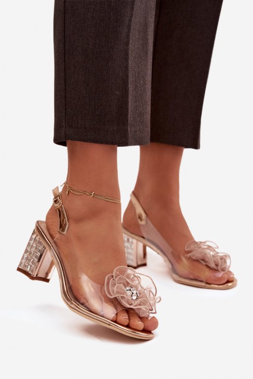 basutės su kulniukais su ornamentais D&A MR52-238 rausvo aukso spalvos