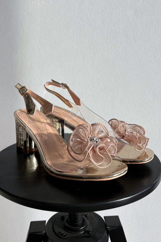 basutės su kulniukais su ornamentais D&A MR52-238 aukso spalvos