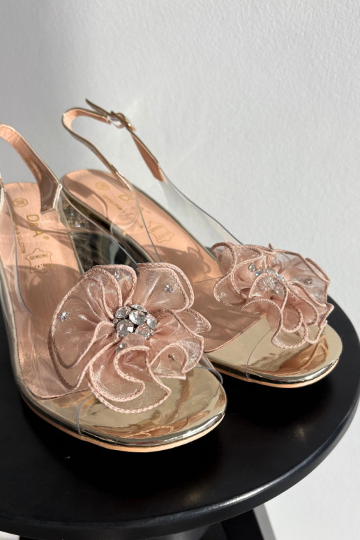 basutės su kulniukais su ornamentais D&A MR52-238 aukso spalvos