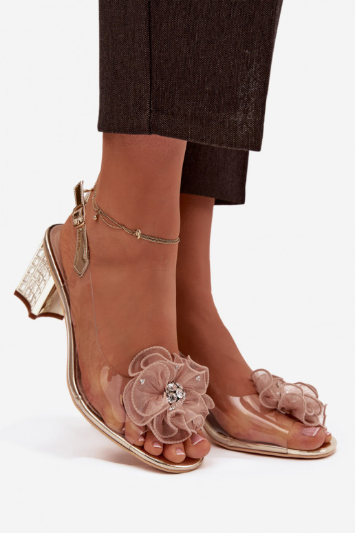 basutės su kulniukais su ornamentais D&A MR52-238 aukso spalvos