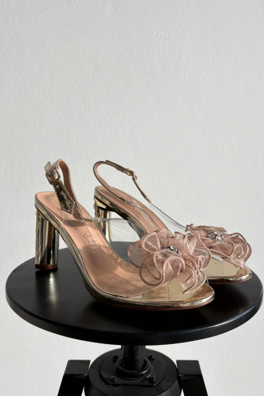 basutės su kulniukais su ornamentais I Kryształkami D&A MR52-236 aukso spalvos