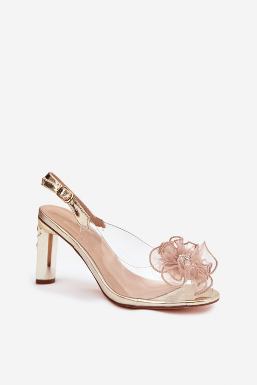 basutės su kulniukais su ornamentais I Kryształkami D&A MR52-236 aukso spalvos