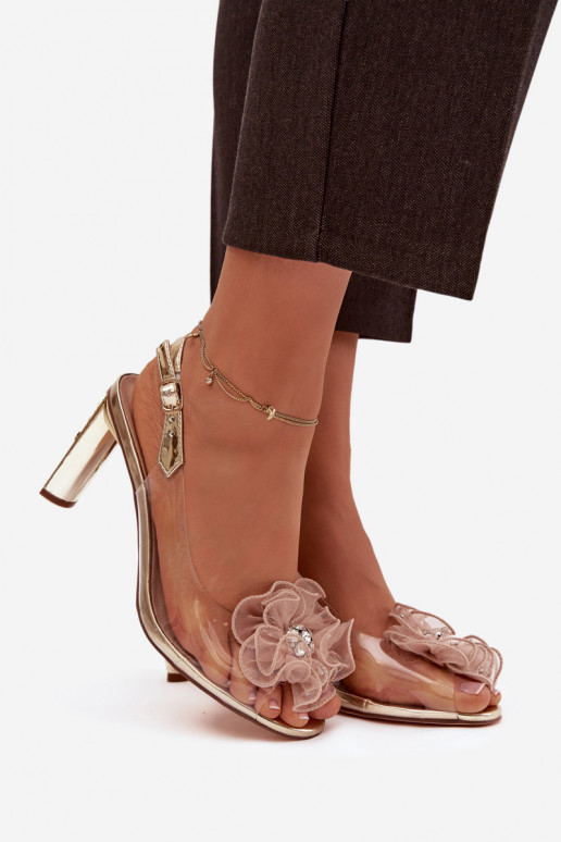 basutės su kulniukais su ornamentais I Kryształkami D&A MR52-236 aukso spalvos