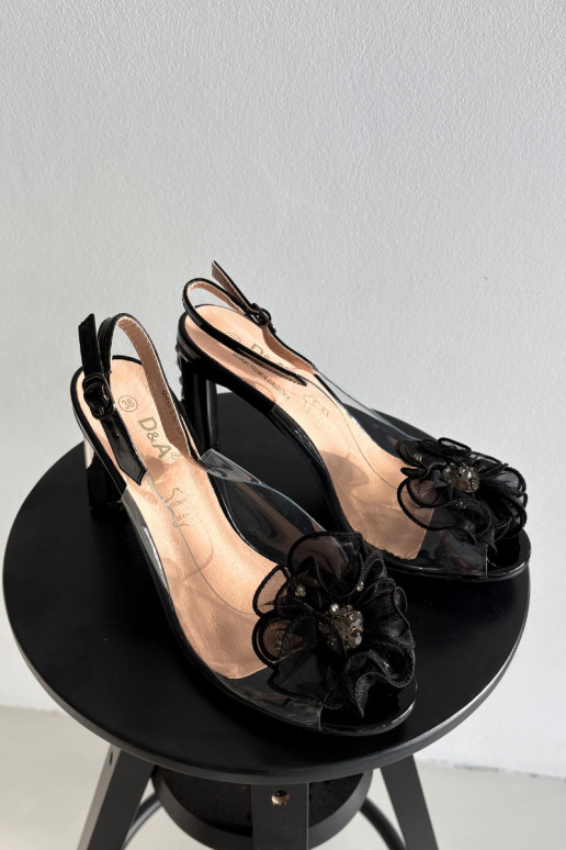 basutės su kulniukais su ornamentais I Kryształkami D&A MR52-236 juodos spalvos