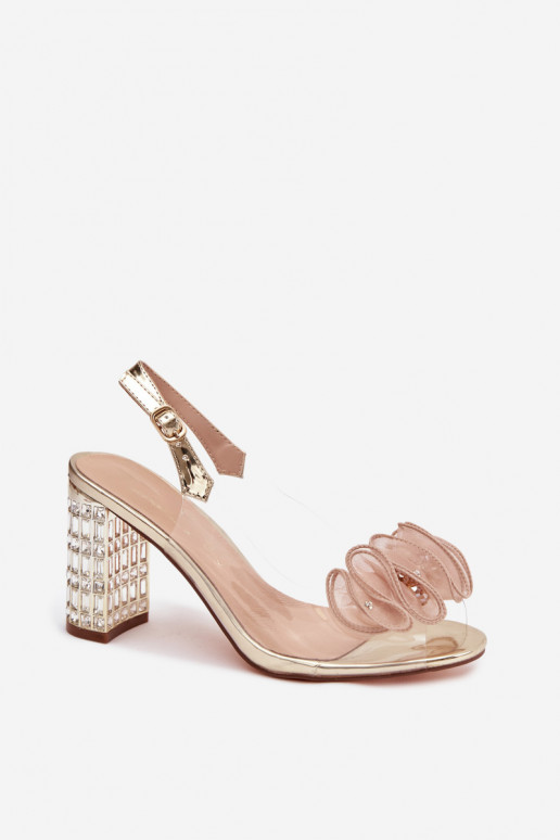 basutės su kulniukais su spindinčiomis akutėmis D&A MR52-237 aukso spalvos