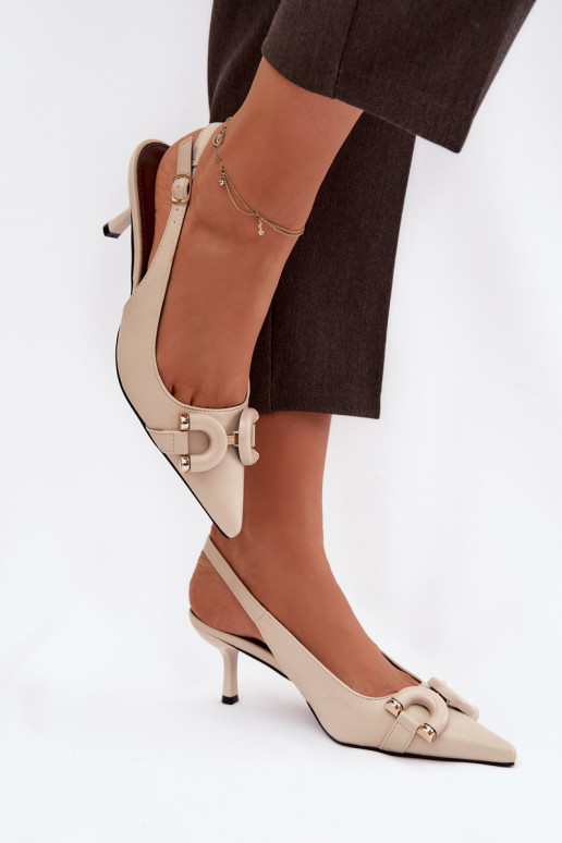 Moteriškos basutės su plonais kulniukais Su puošniais Detalem dramblio kaulo spalvos Brienne