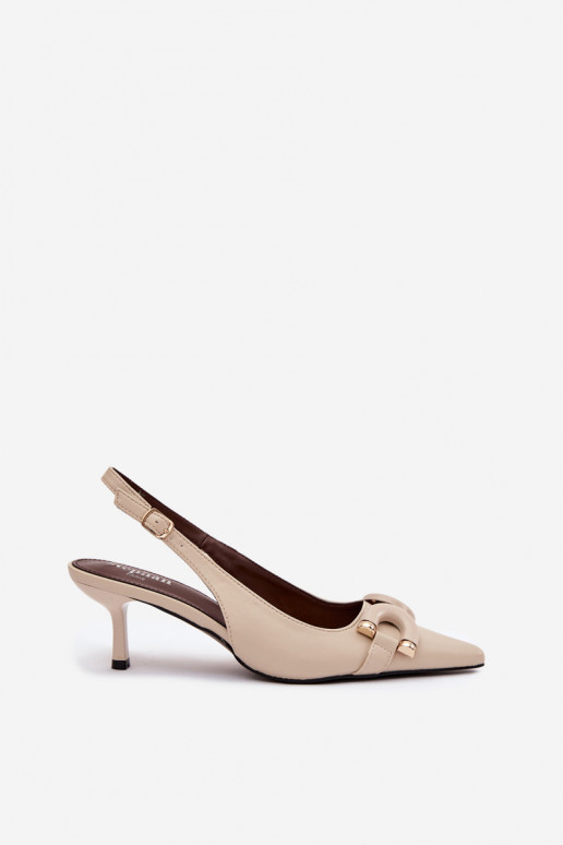 Moteriškos basutės su plonais kulniukais Su puošniais Detalem dramblio kaulo spalvos Brienne