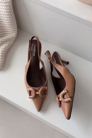 Moteriškos basutės su plonais kulniukais Su puošniais Detalem rudos spalvos Brienne 2