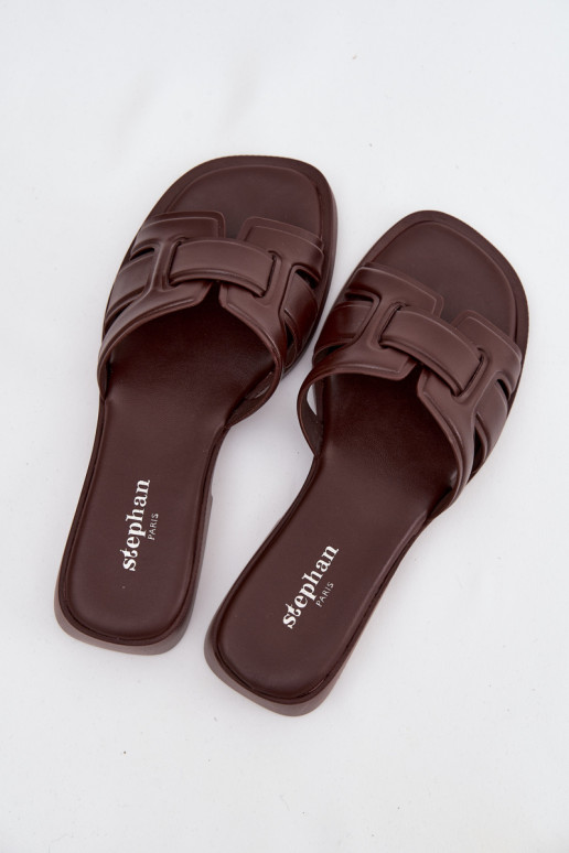 Moteriškos šlepetės su plačiais kulniukais CzekoladoĮe Lorania