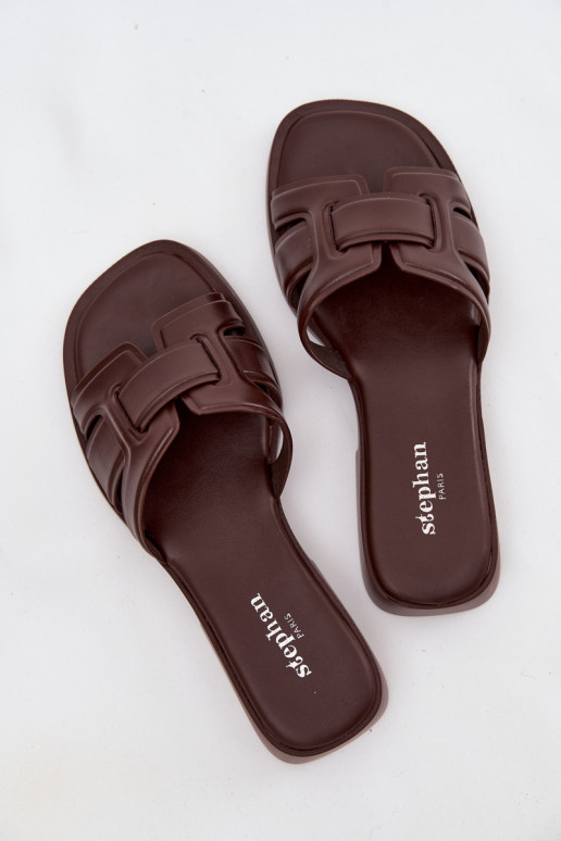 Moteriškos šlepetės su plačiais kulniukais CzekoladoĮe Lorania